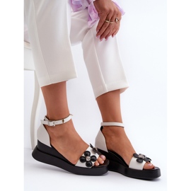 Sandalias De Mujer Con Plataforma Y Cuña Con Flores, Blanco Foviana 8