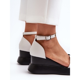 Sandalias De Mujer Con Plataforma Y Cuña Con Flores, Blanco Foviana 5