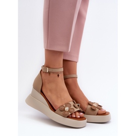 Jezzi Sandalias Mujer Beige Con Plataforma Y Cuña Flores Foviana 2