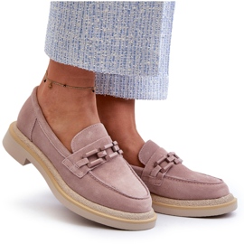 S.Barski Mocasines De Mujer De Ante Con Tacón Plano Con Decoración D&amp;A TW101 Dirty Pink rosado 9