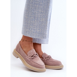 S.Barski Mocasines De Mujer De Ante Con Tacón Plano Con Decoración D&amp;A TW101 Dirty Pink rosa 2