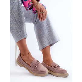 S.Barski Mocasines De Mujer De Ante Con Tacón Plano Con Decoración D&amp;A TW101 Dirty Pink rosado 8