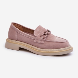 S.Barski Mocasines De Mujer De Ante Con Tacón Plano Con Decoración D&amp;A TW101 Dirty Pink rosa 1