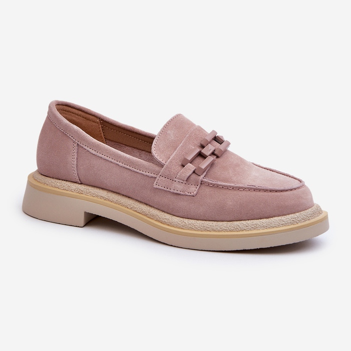 S.Barski Mocasines De Mujer De Ante Con Tacón Plano Con Decoración D&amp;A TW101 Dirty Pink rosa 1