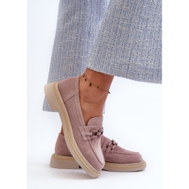 S.Barski Mocasines De Mujer De Ante Con Tacón Plano Con Decoración D&amp;A TW101 Dirty Pink rosado 6