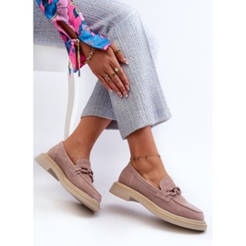 S.Barski Mocasines De Mujer De Ante Con Tacón Plano Con Decoración D&amp;A TW101 Dirty Pink rosado 7