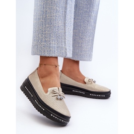 Mocasines Mujer Piel Brillante Con Plataforma S.Barski LR400 Dorado 3