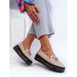 Mocasines Mujer Piel Brillante Con Plataforma S.Barski LR400 Dorado 7