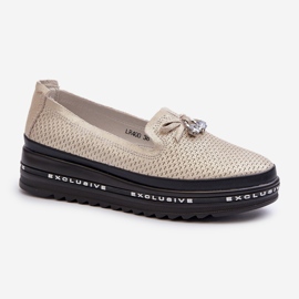 Mocasines Mujer Piel Brillante Con Plataforma S.Barski LR400 Dorado 1