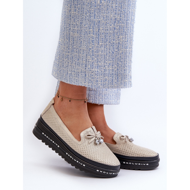 Mocasines Mujer Piel Brillante Con Plataforma S.Barski LR400 Dorado 2