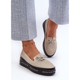 Mocasines Mujer Piel Brillante Con Plataforma S.Barski LR400 Dorado 4