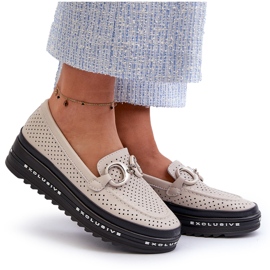 Mocasines Mujer Piel Plataforma Con Adorno S.Barski LR750 Beige 8