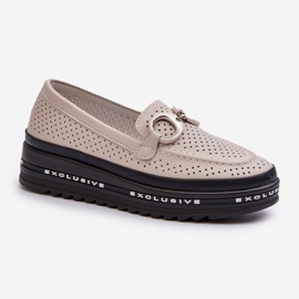Mocasines Mujer Piel Plataforma Con Adorno S.Barski LR750 Beige 1