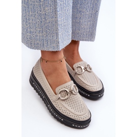 Mocasines Mujer Piel Plataforma Con Adorno S.Barski LR750 Beige 5