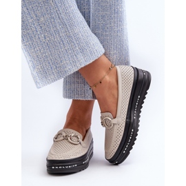 Mocasines Mujer Piel Plataforma Con Adorno S.Barski LR750 Beige 6