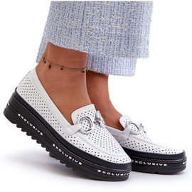 Mocasines Mujer Piel Plataforma Con Adorno S.Barski LR750 Blanco 8