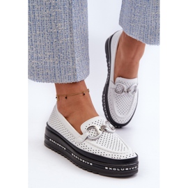 Mocasines Mujer Piel Plataforma Con Adorno S.Barski LR750 Blanco 4