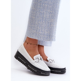 Mocasines Mujer Piel Plataforma Con Adorno S.Barski LR750 Blanco 2