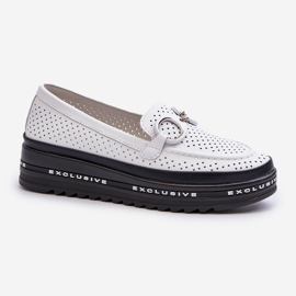 Mocasines Mujer Piel Plataforma Con Adorno S.Barski LR750 Blanco 1