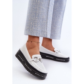 Mocasines Mujer Piel Plataforma Con Adorno S.Barski LR750 Blanco 3