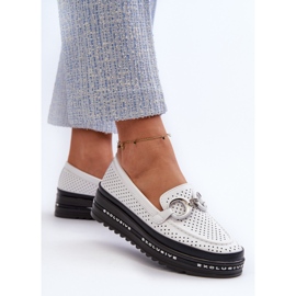 Mocasines Mujer Piel Plataforma Con Adorno S.Barski LR750 Blanco 5