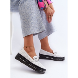 Mocasines Mujer Piel Plataforma Con Adorno S.Barski LR750 Blanco 6