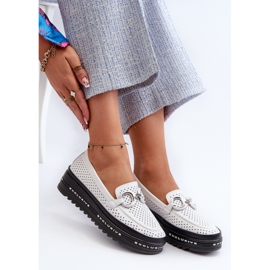 Mocasines Mujer Piel Plataforma Con Adorno S.Barski LR750 Blanco 7
