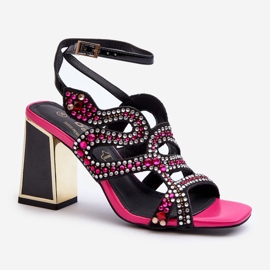 S.Barski Sandalias Mujer Decoradas Tacón Alto D&amp;A CR952 Negro 2