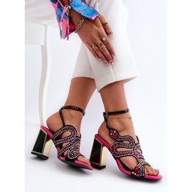 S.Barski Sandalias Mujer Decoradas Tacón Alto D&amp;A CR952 Negro 1