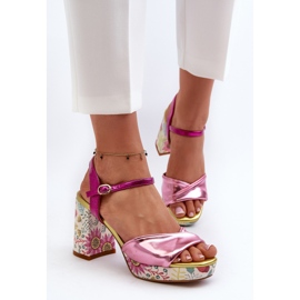 S.Barski Sandalias Mujer Tacón Floral D&amp;A CR980 Rosa rosado 10