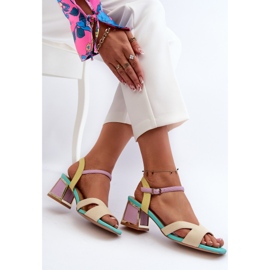 S.Barski Sandalias Tacón Mujer Pastel D&amp;A CR482 Beige 7