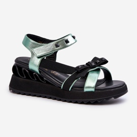 S.Barski Sandalias Mujer Con Lazo D&amp;A CR956 Verde 1