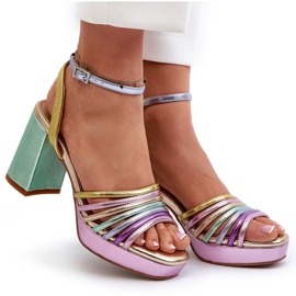 S.Barski Sandalias de Mujer con Tacón Alto D&amp;A CR920 Multicolor violeta 14