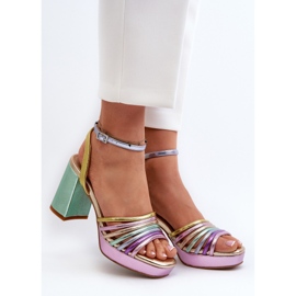 S.Barski Sandalias de Mujer con Tacón Alto D&amp;A CR920 Multicolor violeta 7
