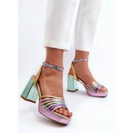 S.Barski Sandalias de Mujer con Tacón Alto D&amp;A CR920 Multicolor violeta 8