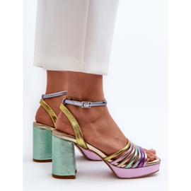 S.Barski Sandalias de Mujer con Tacón Alto D&amp;A CR920 Multicolor violeta 10