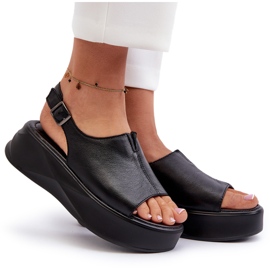 S.Barski Sandalias de Mujer de Piel con Plataforma D&amp;A SJ2301-2 Negro 8