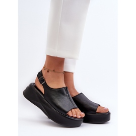 S.Barski Sandalias de Mujer de Piel con Plataforma D&amp;A SJ2301-2 Negro 2
