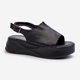 S.Barski Sandalias de Mujer de Piel con Plataforma D&amp;A SJ2301-2 Negro 1