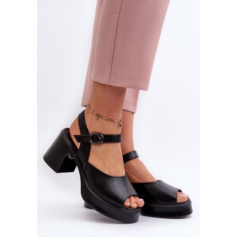 Sandalias Tacón Mujer Piel Vinceza 66627 Negro 2