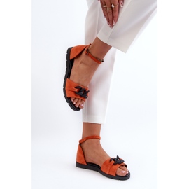 Sandalias Planas Mujer Con Cadena Vinceza 17320 Naranja 6