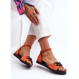 Sandalias Planas Mujer Con Cadena Vinceza 17320 Naranja 7
