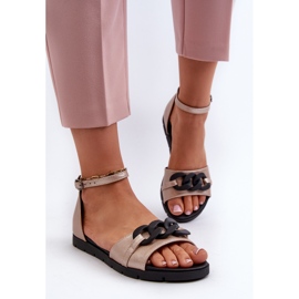 Sandalias Planas De Mujer Con Cadena Vinceza 17320 Dorado 4