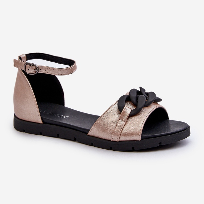 Sandalias Planas De Mujer Con Cadena Vinceza 17320 Dorado 1