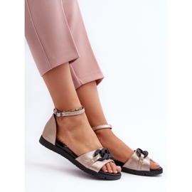 Sandalias Planas De Mujer Con Cadena Vinceza 17320 Dorado 8