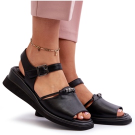Sandalias Cuña Mujer Piel Vinceza 66624 Negro 9