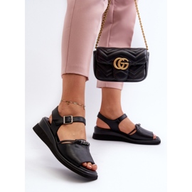 Sandalias Cuña Mujer Piel Vinceza 66624 Negro 3