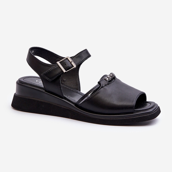 Sandalias Cuña Mujer Piel Vinceza 66624 Negro 1