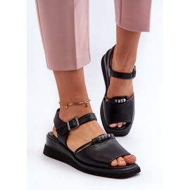 Sandalias Cuña Mujer Piel Vinceza 66624 Negro 4
