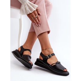 Sandalias Cuña Mujer Piel Vinceza 66624 Negro 7